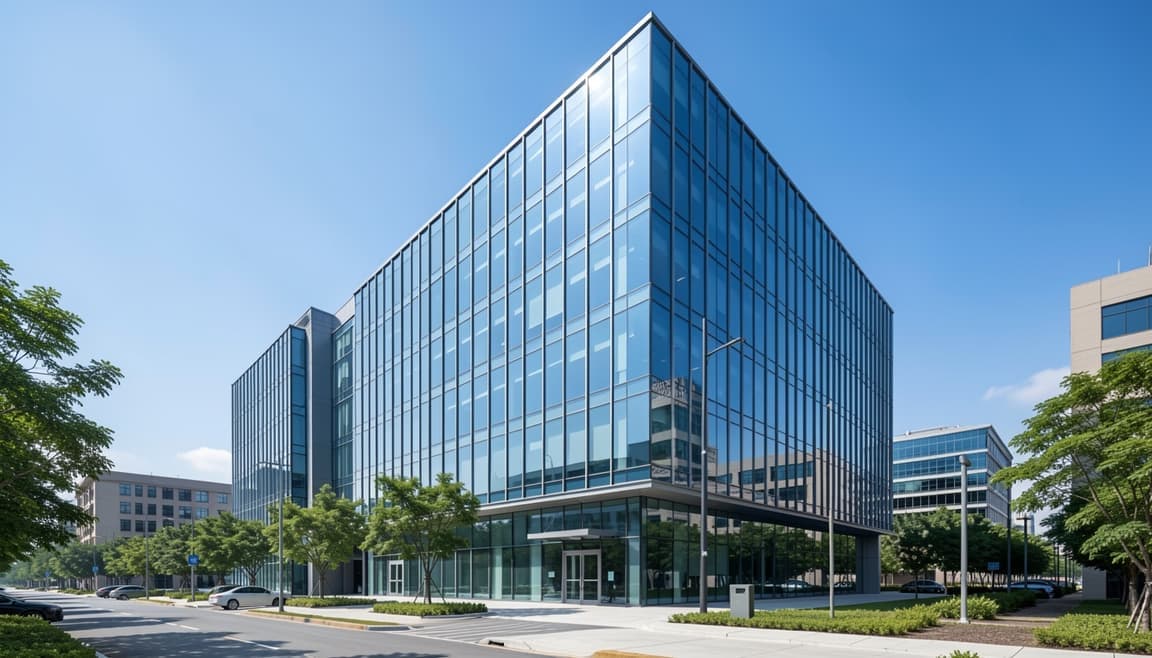 Průmyslový areál s nerezovými tanky — realizace lisováním